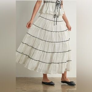 Elegant White Maxi Skirt with Black Accents